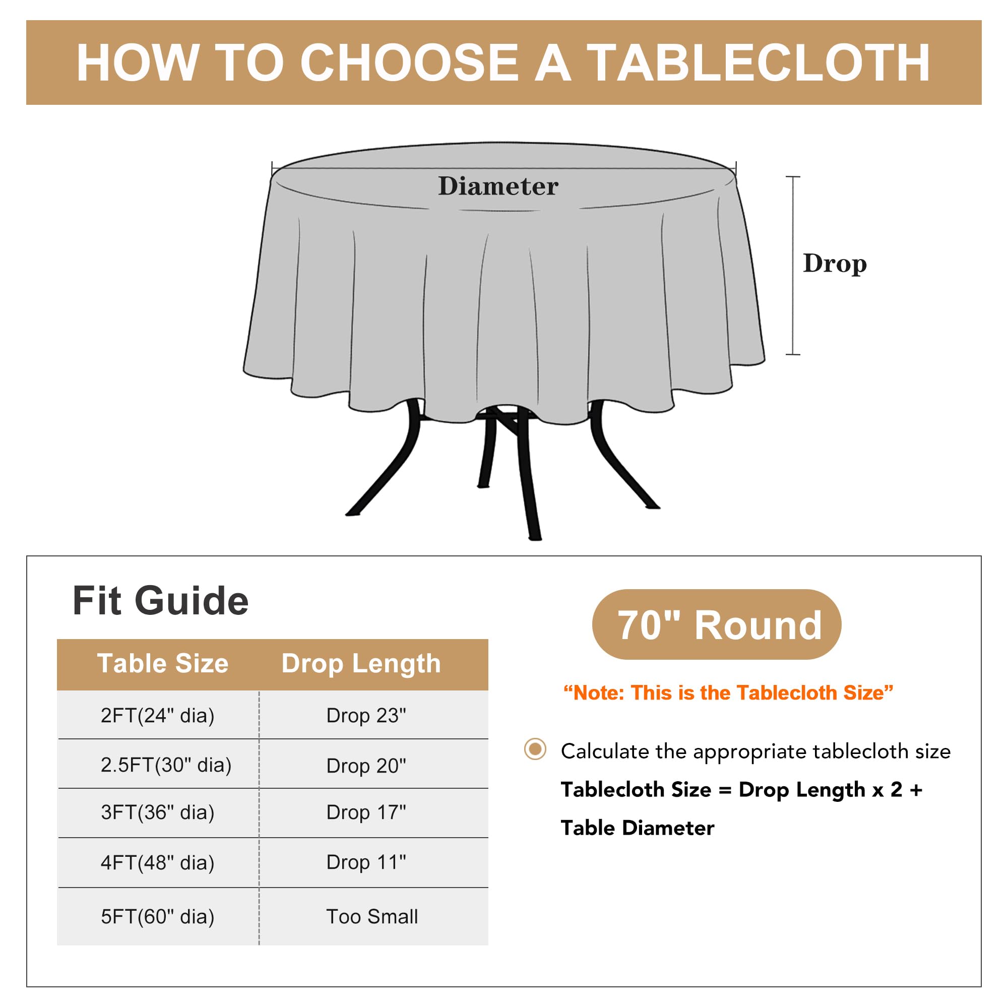 sancua Rectangle Tablecloths for 4ft Tables, 6 Pack - 60x84 Inch - Beige Washable Fabric Cloth Table Cloth for Wedding, Party, Birthday, Banquet, Reusable Polyester Table Covers