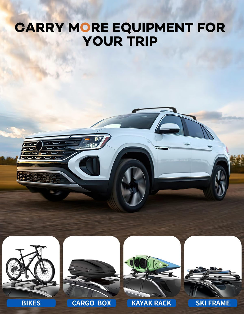 Wonderdriver 300lbs Roof Rack Cross Bars Compatible with Audi Q3 2012-2018, Heavy Duty Aluminum Lockable Roof Rails Crossbars Black Rooftop Cargo Carrier Luggage