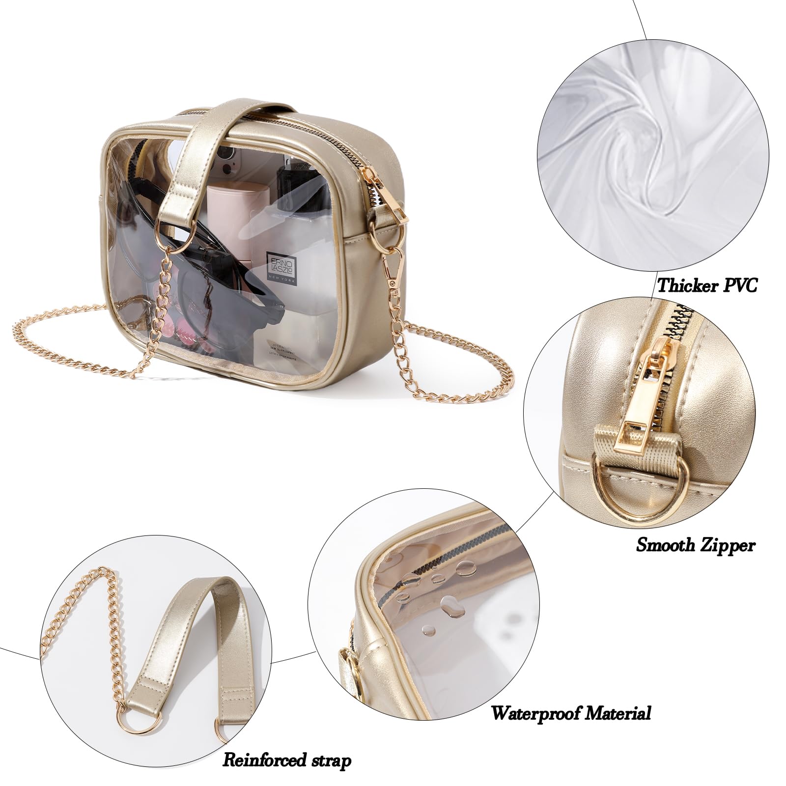 TOBVZOO Clear Bag Stadium Approved, Crossbody Transparent Bag for Concerts Sports Events, Purses for Men & Women