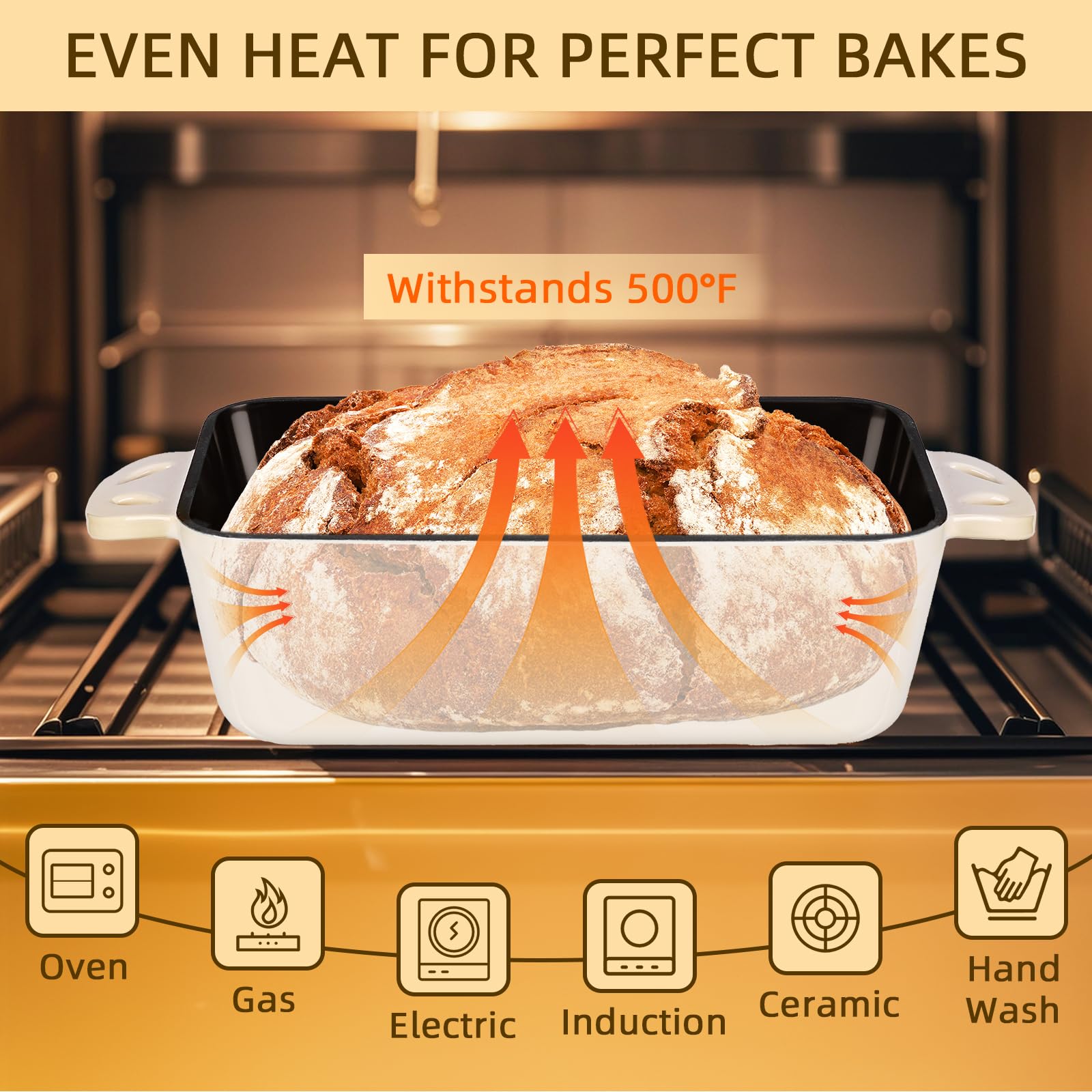 AILITOR 9x5 Enameled Cast Iron Loaf Pan with Lid - 2 in 1 Sourdough Bread Pan for Homemade Baking