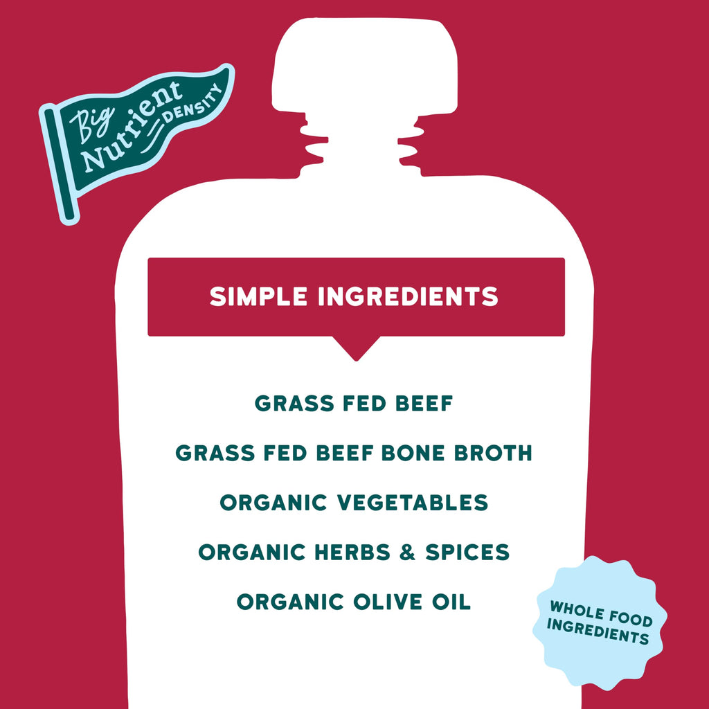 Serenity Kids Bone Broth Puree Made With Organic Veggies | Clean Label Project Purity Award Certified | 3.5 Ounce BPA-Free Pouch | Grass Fed Beef Pot Roast | 1 Count
