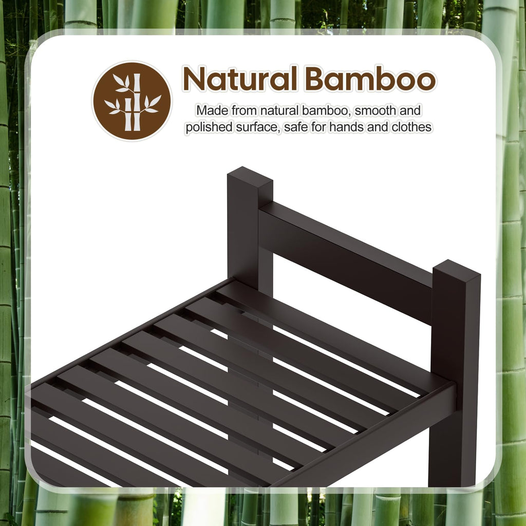 Cozivolife Over The Toilet Storage: 4-Tier Bamboo Organizer Rack with 2 Baskets & Paper Holder & 4 Hooks & Waterproof Feet Pad, Adjustable Freestanding Shelf for Bathroom (Brown)