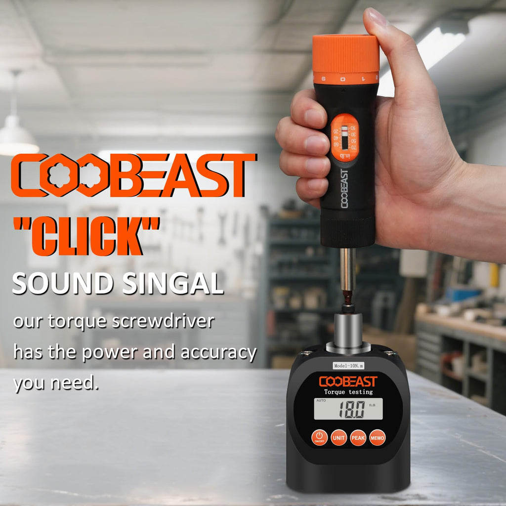 coobeast 13Pcs Preset Torque Screwdriver with S2 Bits, 1/4” Drive Torque Wrench Screwdriver Set for Maintenance, Tools, Bike Repairing and Mounting, Inch Pound Torque Range 10-70 In-lb