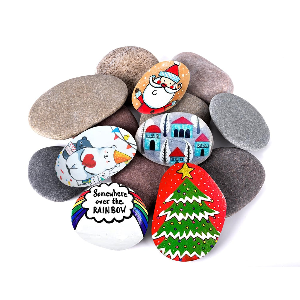 River Rocks for Painting 10 Pcs Large 2-3 Inch Flat Smooth Painting Stones Craft Rock to Paint for Kids Crafts Painting Bulk