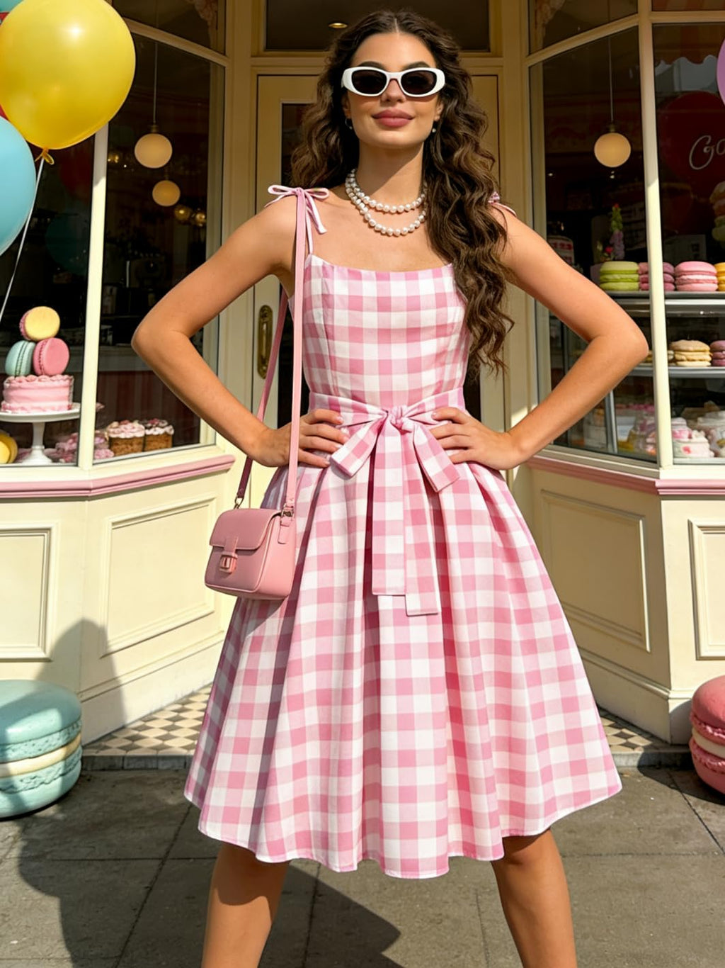 Nihsatin Vintage 1950s Retro Rockabilly Swing Dress Polka Dots Cocktail Dress with Belt