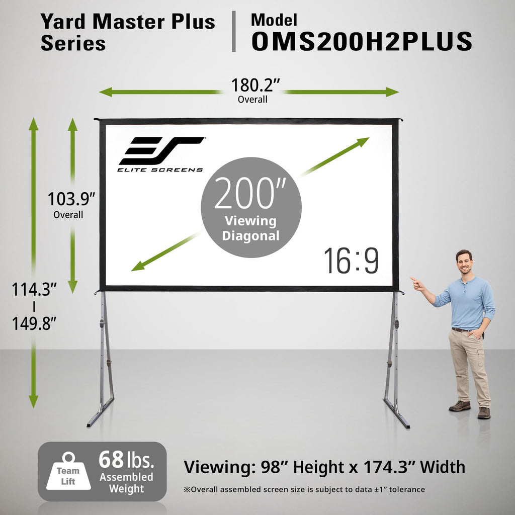 Elite Screens 100-inch Wraith Veil DUAL, 16:9, 0.8 Gain, 150° Viewing Angle, Front & Rear Projection Screen, Yardmaster 2 OMS100H2-Dual