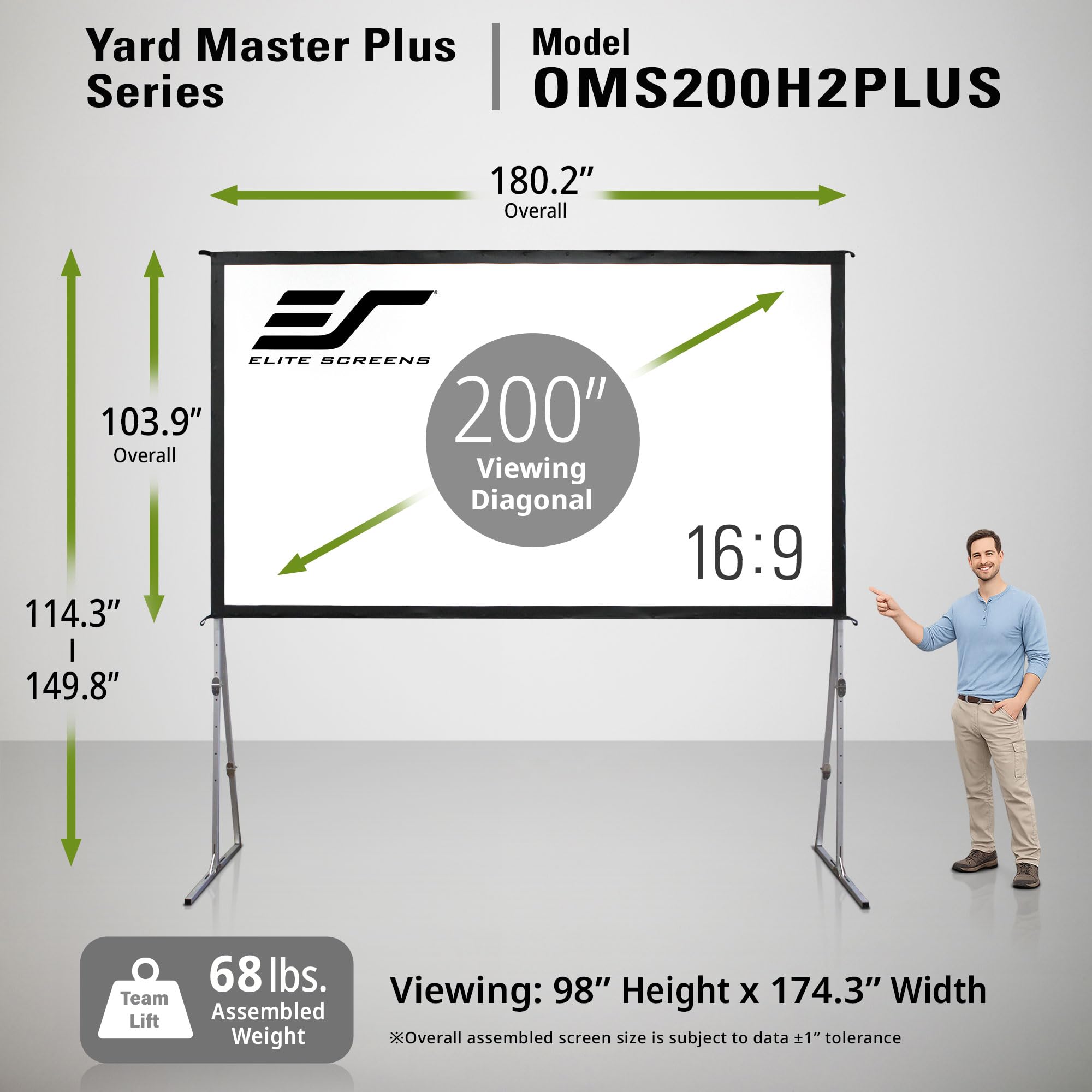 Elite Screens 100-inch Wraith Veil DUAL, 16:9, 0.8 Gain, 150° Viewing Angle, Front & Rear Projection Screen, Yardmaster 2 OMS100H2-Dual