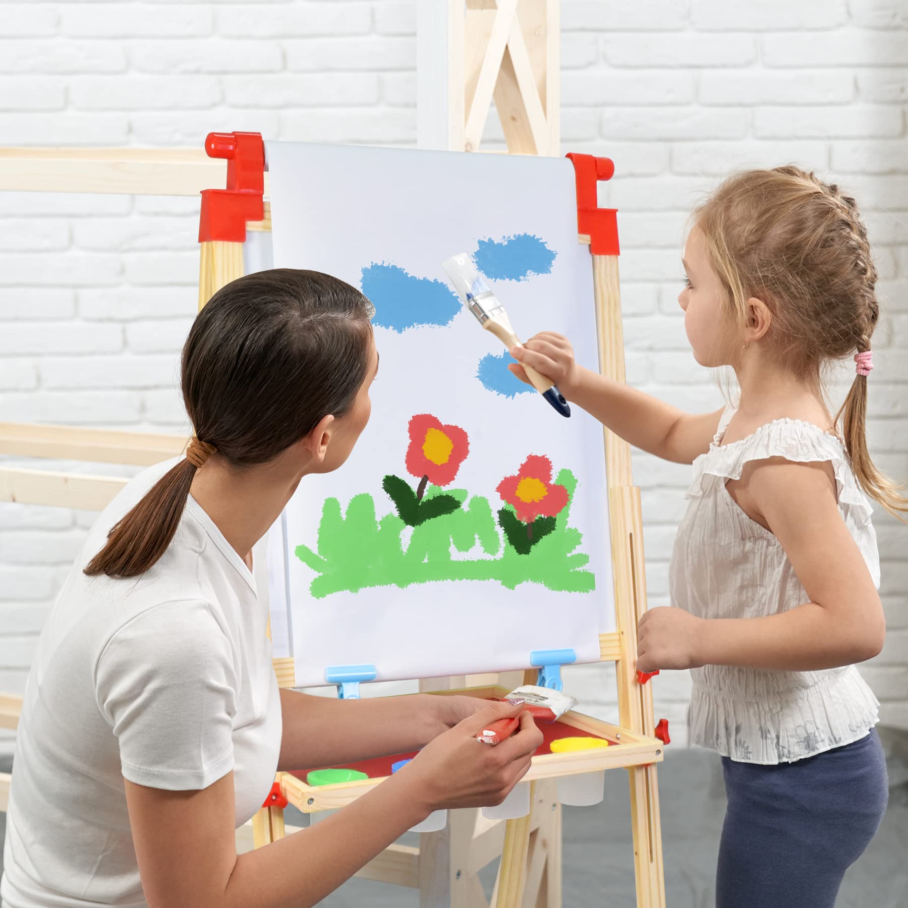 JOYOOSS Easel for Kids Art Easel Kids Easels for Toddlers,Wooden Kid Easel with Paper Roll - Adjustable Magnetic Double Sided Kids Dry Erase Board,Birthday Gifts for 1-12 Year Old Girls or Boys Blue