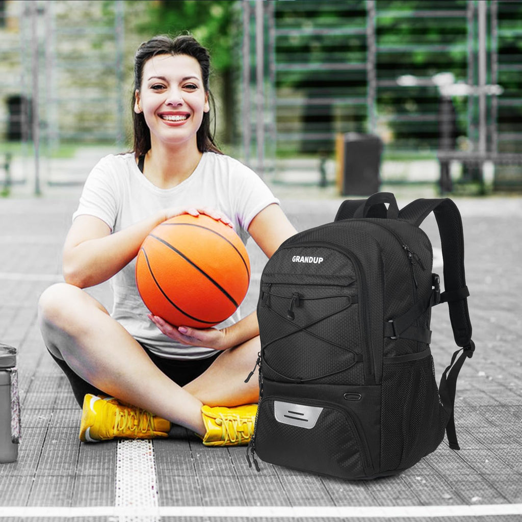 GRANDUP Basketball backpack with ball and shoes compartment Fit Volleyball, soccer, Swim, Gym, Travel, and School, large capacity sports training equipment bags