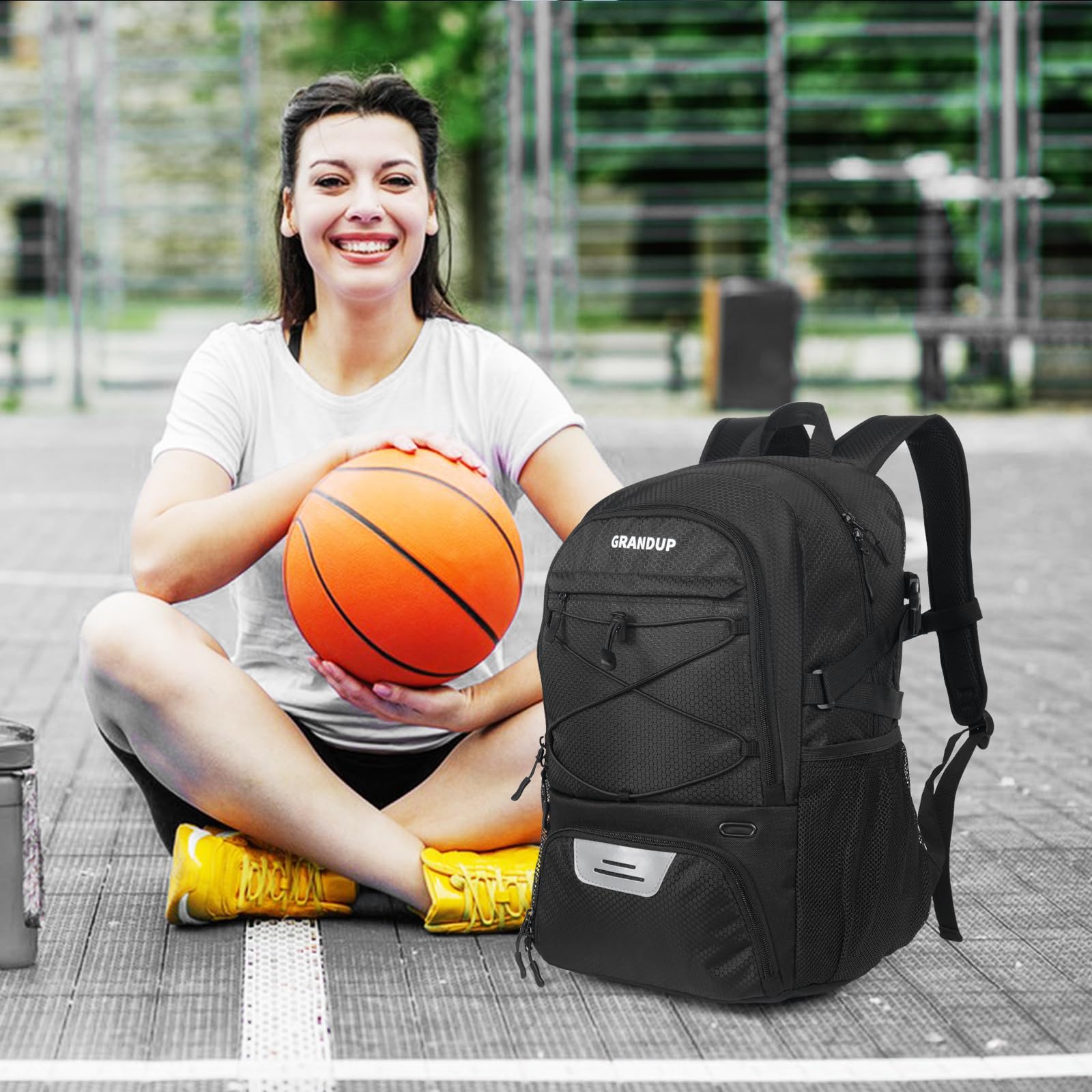 GRANDUP Basketball backpack with ball and shoes compartment Fit Volleyball, soccer, Swim, Gym, Travel, and School, large capacity sports training equipment bags