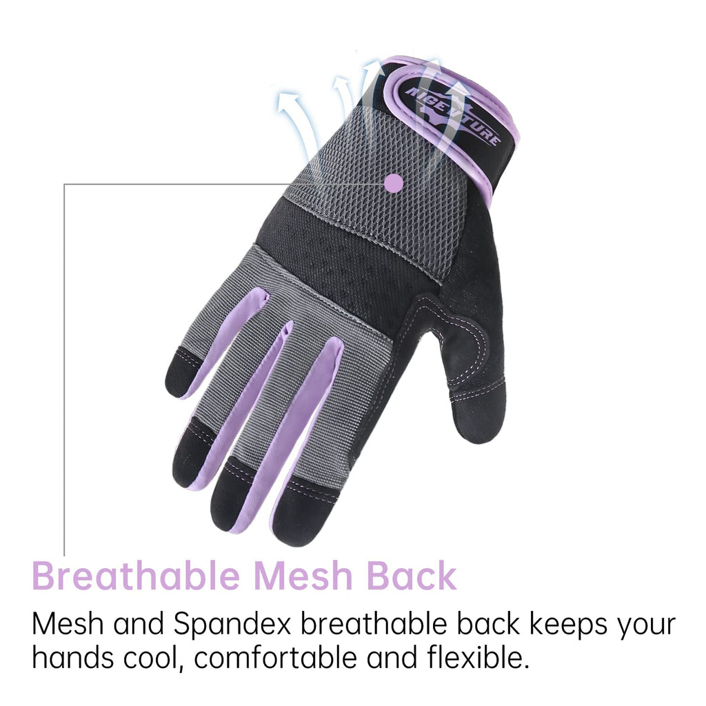 AIGEVTURE Safety Work Gloves Mens & Women, Light Duty Mechanic Gloves Touch Screen, Gardening Work Gloves with Grip,High Dexterity