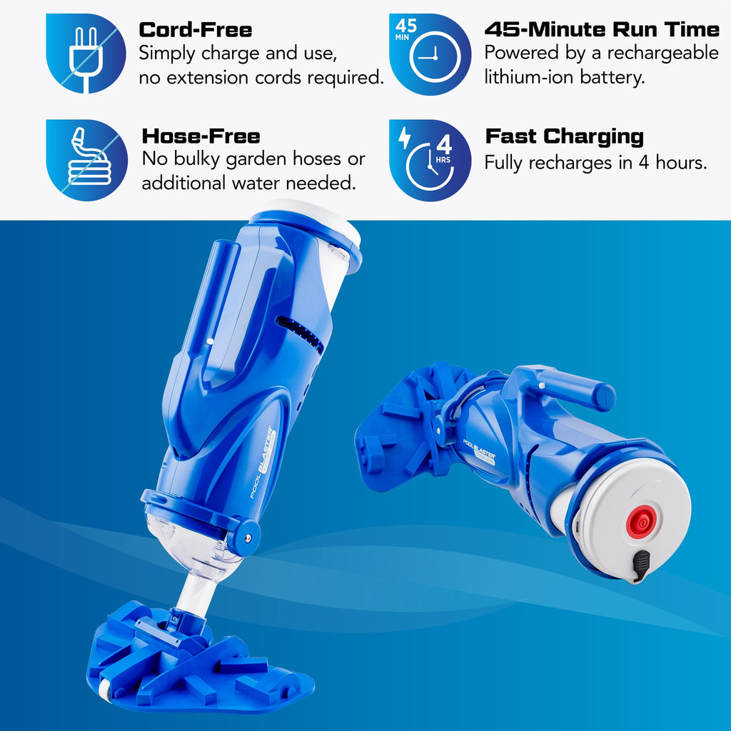 POOL BLASTER Catfish Cordless Pool Vacuum for Spot-Cleaning, Hot Tubs & Spas, Handheld Rechargeable, up to 45 Min Runtime, Quick, Efficient Swimming Pool Cleaner, Above Ground & Inground Pool Steps