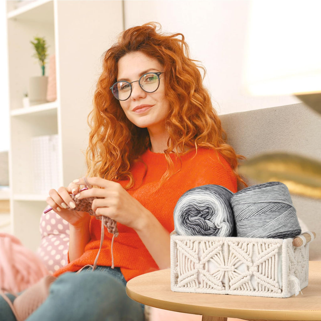 Katech Fairyland Yarn for Crocheting Knitting-Gradient Yarn Cake-4 Pack of 100g/3.52 oz-Soft DK Light Weight #3-60% Cotton 30% Acrylic 10% Wool-Perfect for Scarves, Shawls, Blankets and Garments(A)