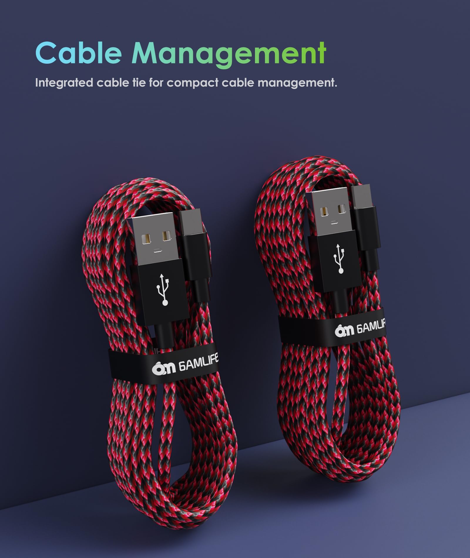 6amLifestyle PS4 Charger Cable for Controller, 2 Pack 10ft Micro USB Nylon Braided Cord, Micro USB Wire for PlayStation 4, Cables Slim/Pro, Xbox One S/X Controller, Android Phones, 2 Pack Black