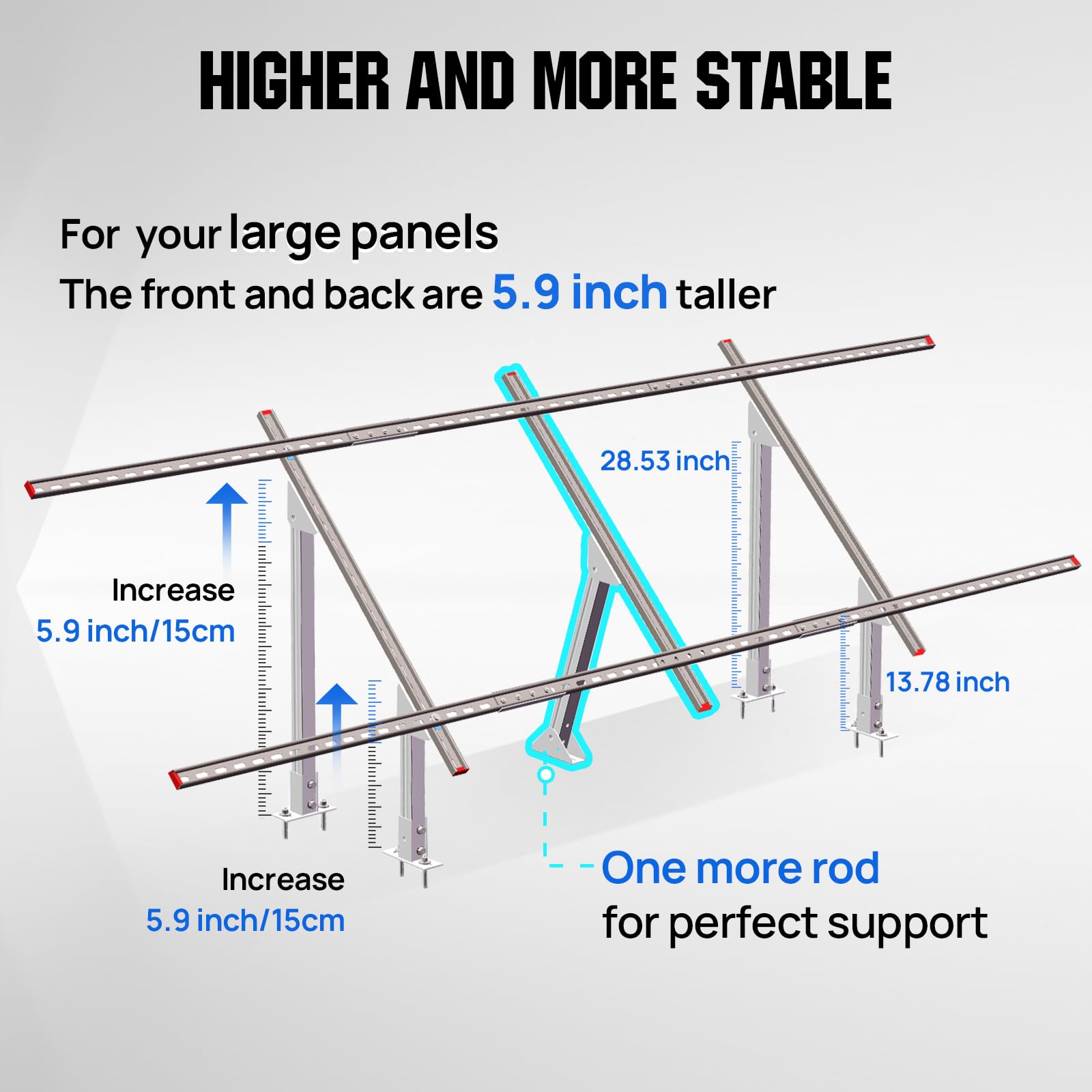 ECO-WORTHY Upgraded Solar Ground Mount Adjustable Multi-Pieces Solar Panel Mounting Brackets Kit System for 4pcs 200W/3pcs 300W/2pcs 400W Solar Panels for Ground,Open Space, Cabins and Backyard Sheds