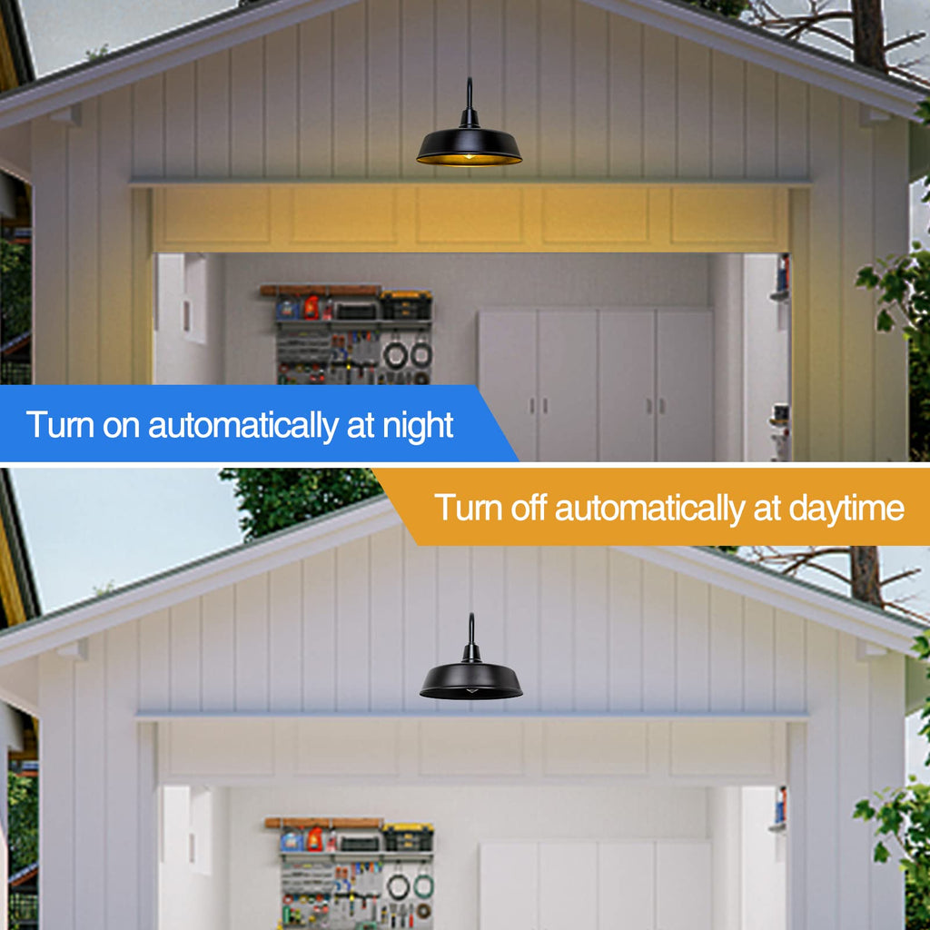 Barn Lights Outdoor Gooseneck Lighting, Dusk to Dawn Black Exterior Barn Lights for House, Farmhouse Wall Lighting Fixtures with Sensor for Porch Garage (1, 11" Diameter)
