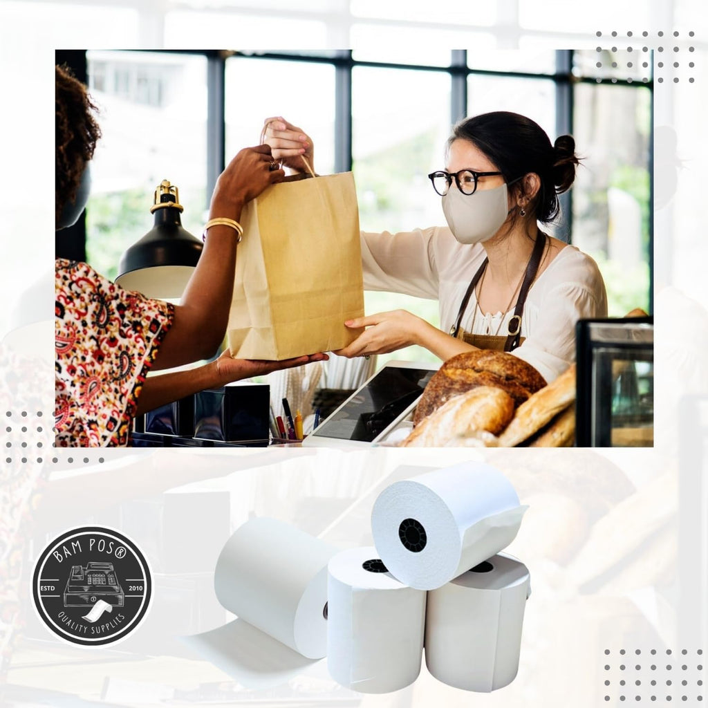 BAM POS 3" x 150' 1ply Bond (Non-Thermal) Receipt Paper Rolls for Kitchen Impact Printers TMU200, SRP275 Star SP700 - Suitable For Printing Kitchen Tickets and Order receipts (12 Rolls Per Case)