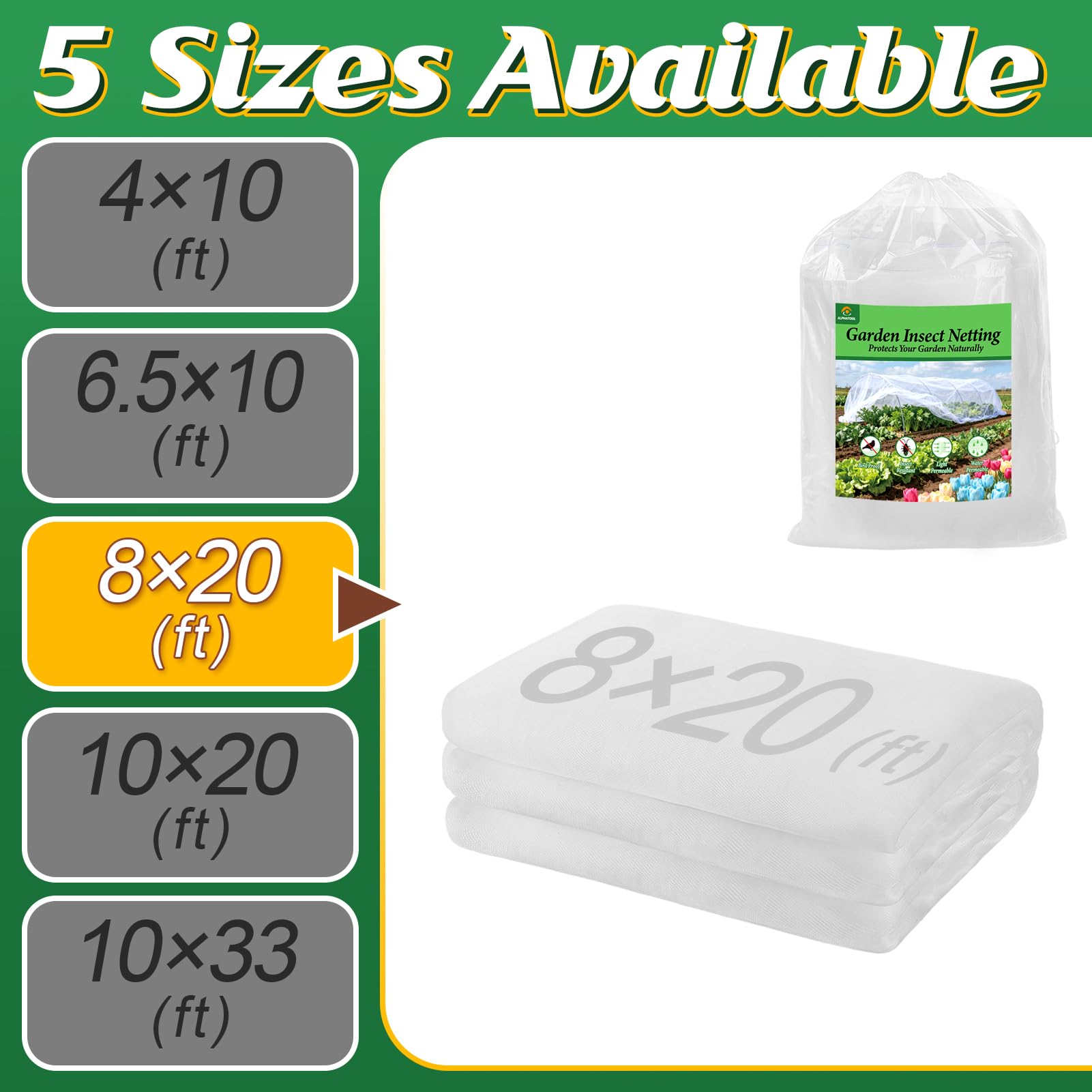 4x10ft Garden Netting - Ultra Fine Mesh Plant Covers to Keep Small Animals Pest Out, Bird Barrier for Protecting Vegetables Fruits Flowers Raised Beds (Without Support Pole)