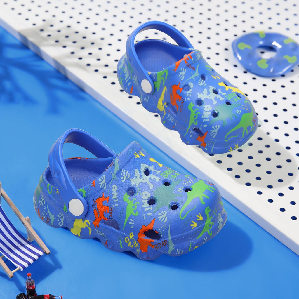 OWIF Toddler Clogs Boys Girls Kids Dinosaur Garden Shoes Slip on Sandals Slides Water Summer Shoes for Outdoor Beach Pool