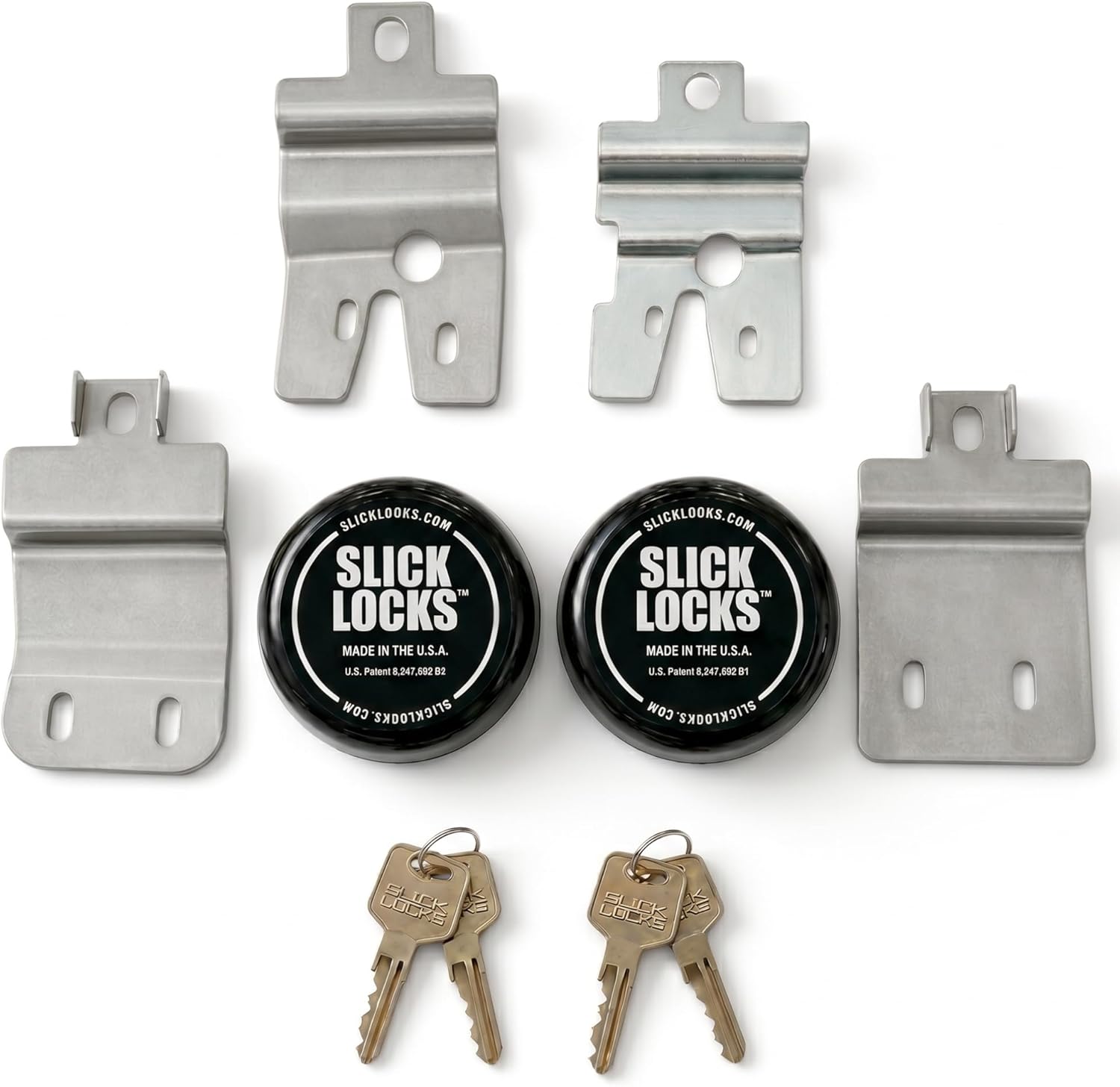 Slick Locks Complete Van Door Security Kit for Chevy & GMC Vans 1997+ | Includes Deadbolt Locks, Spinners & Weather Covers, No-Drill Install, Keyed Alike, USA-Made Stainless Steel