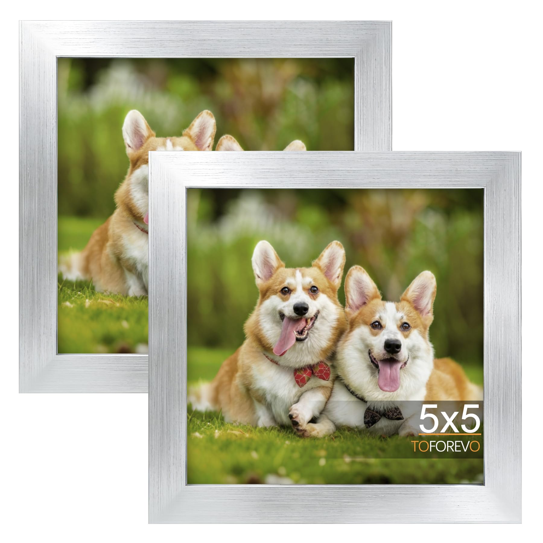 TOFOREVO Picture Frames 4x4 Set of 2 Black Wood Grain Photo Frame for Gallery Wall Mounting or Tabletop Display