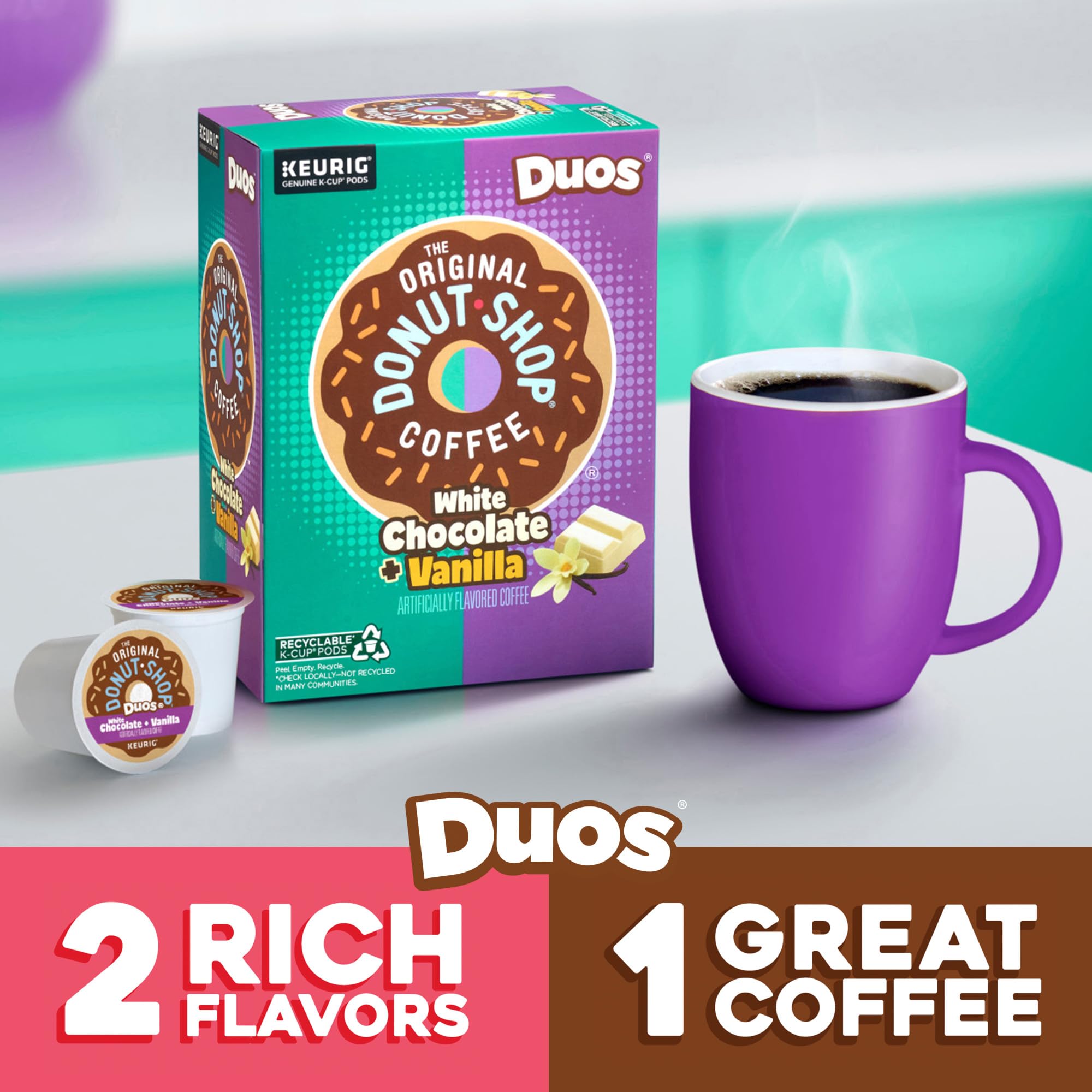 The Original Donut Shop Duos Coconut + Mocha Coffee, Keurig Single Serve K-Cup Pods, Medium Roast Coffee, 60 Count, (6 Packs of 10)