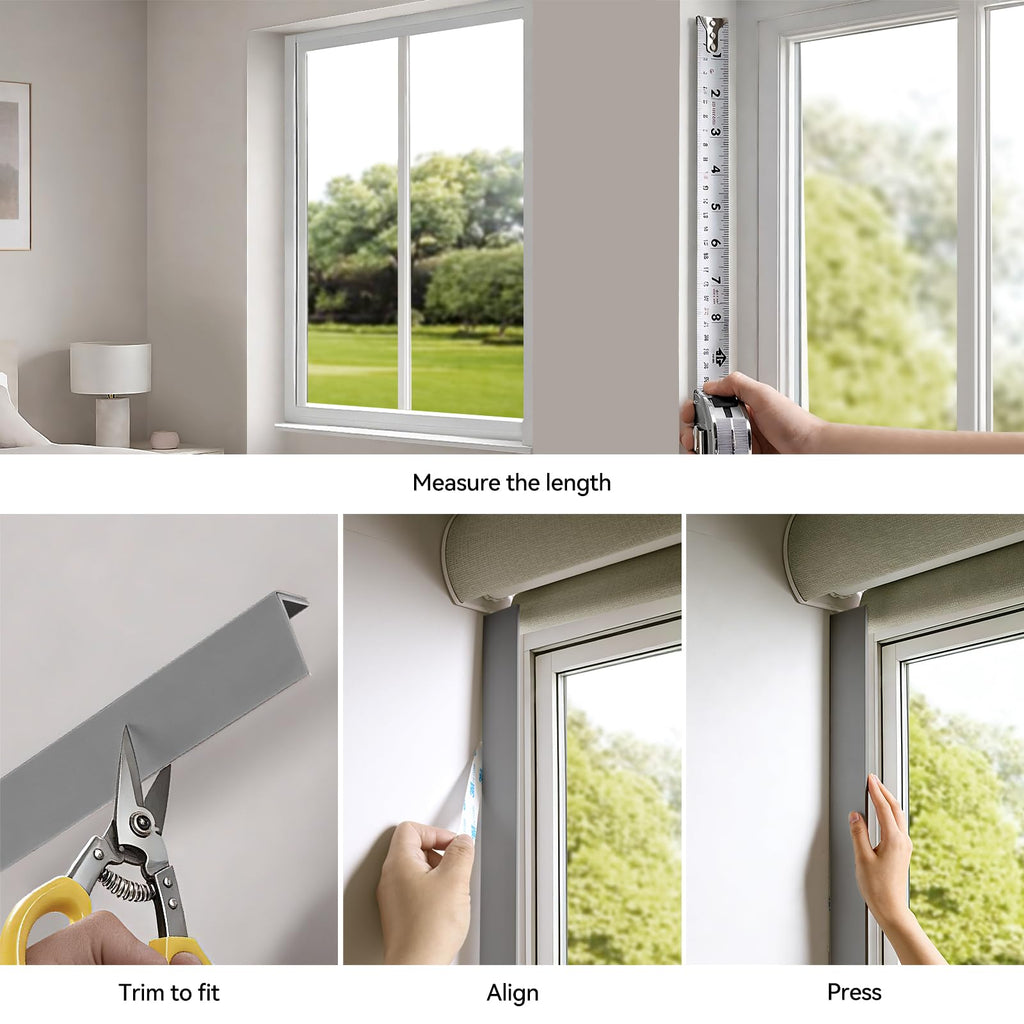 ZSTARR PVC Light Blockers Blackout Light Blockers Side Tracks for Window Shades Blinds Side Tracks for Blackout Shades Easy to Install Light Blocking Strips for Bedroom (Black, 58",2Pcs)