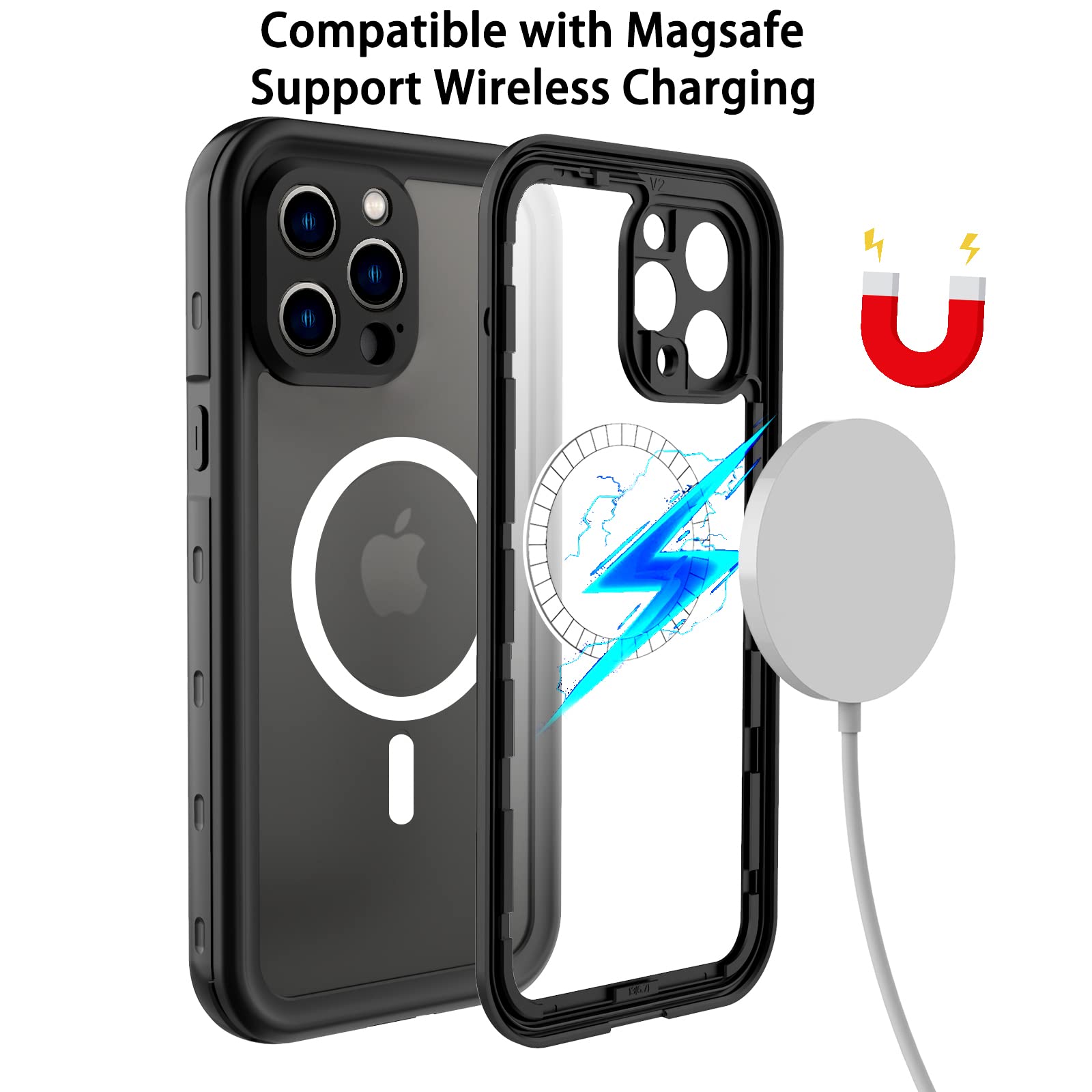 iPhone 13 Pro Case, Waterproof & Shockproof Phone Case, Full Protection, IP68, 6.1 Inch, Black