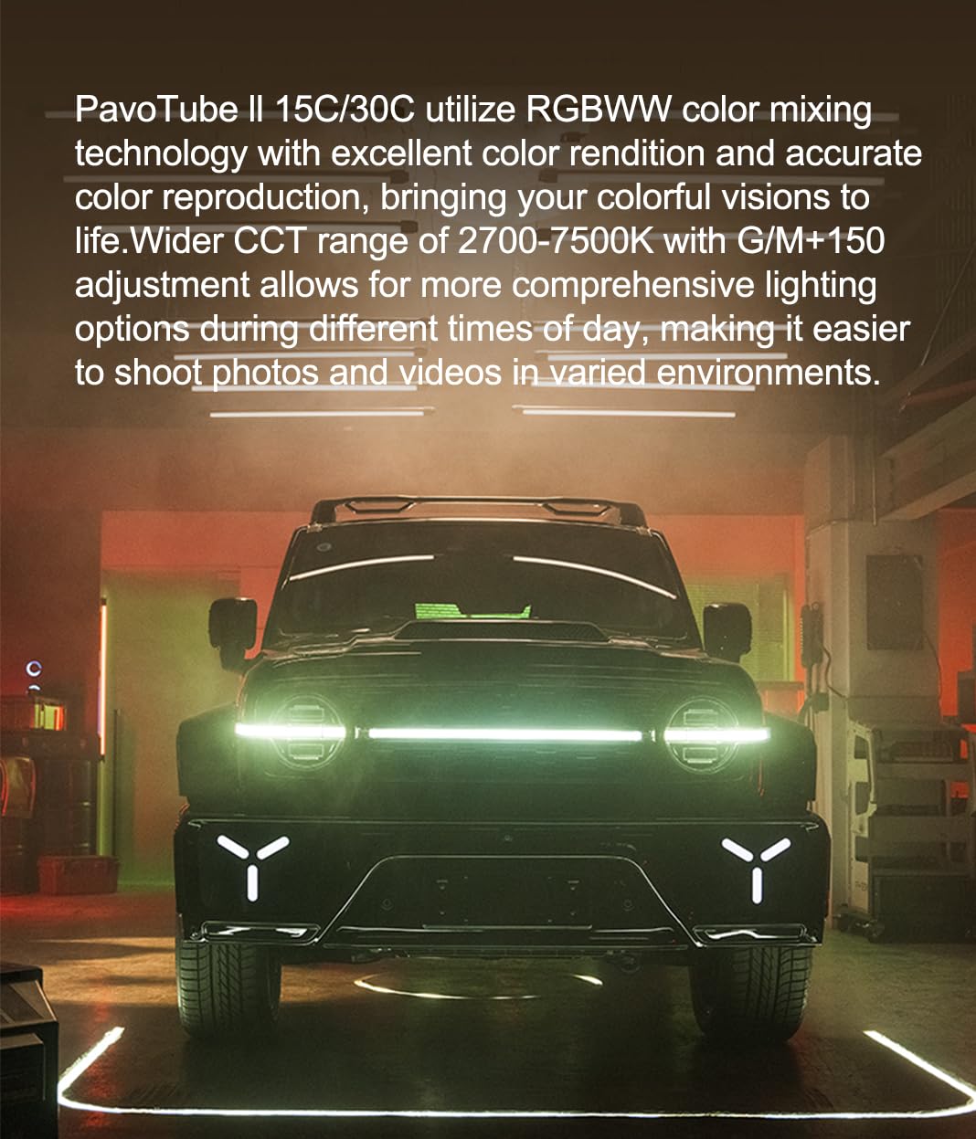 NANLITE PavoTube II 6C LED RGB Tube, 2700K-7500K Ultra-Wide Color Temperature, 2.4GHz Wireless Control Portable Handheld Photography Lighting Stick