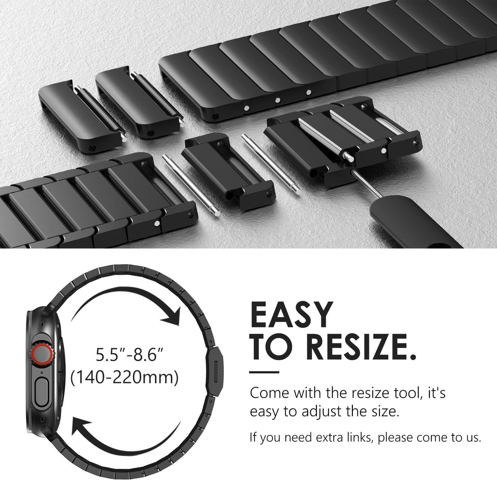 NewWays Titanium & Stainless Steel Link Bracelet for Apple Watch Band Ultra 3 2 1 Band 49mm Series11 10 46mm 42mm 45mm 44mm 41mm 40mm 38mm Series 3-11