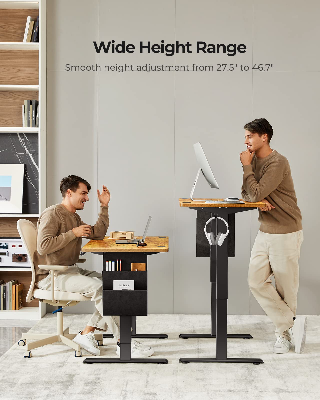 Marsail Standing Desk,Home Office Adjustable Heights Desk,Stand Up Desk,63x24 Inches Desktop Sit Stand Gaming Computer Desk for Study,Writing with 4 Memory Presets,Headphone Hook,Cable Organizer