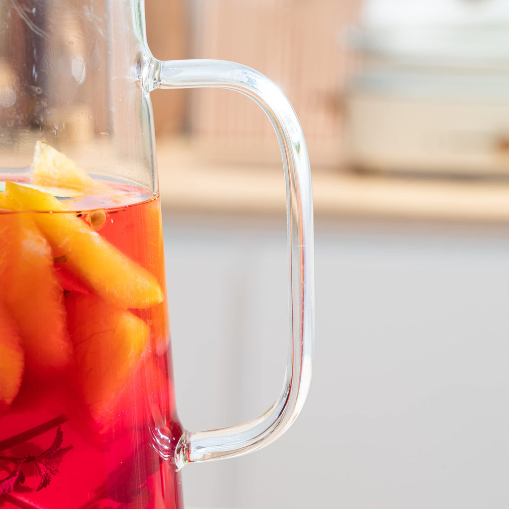 Karafu 68 Oz/2 Liter Glass Pitcher with Lid, Heat Resistant Water Jug for Hot/Cold Water, Ice tea and Juice Beverage