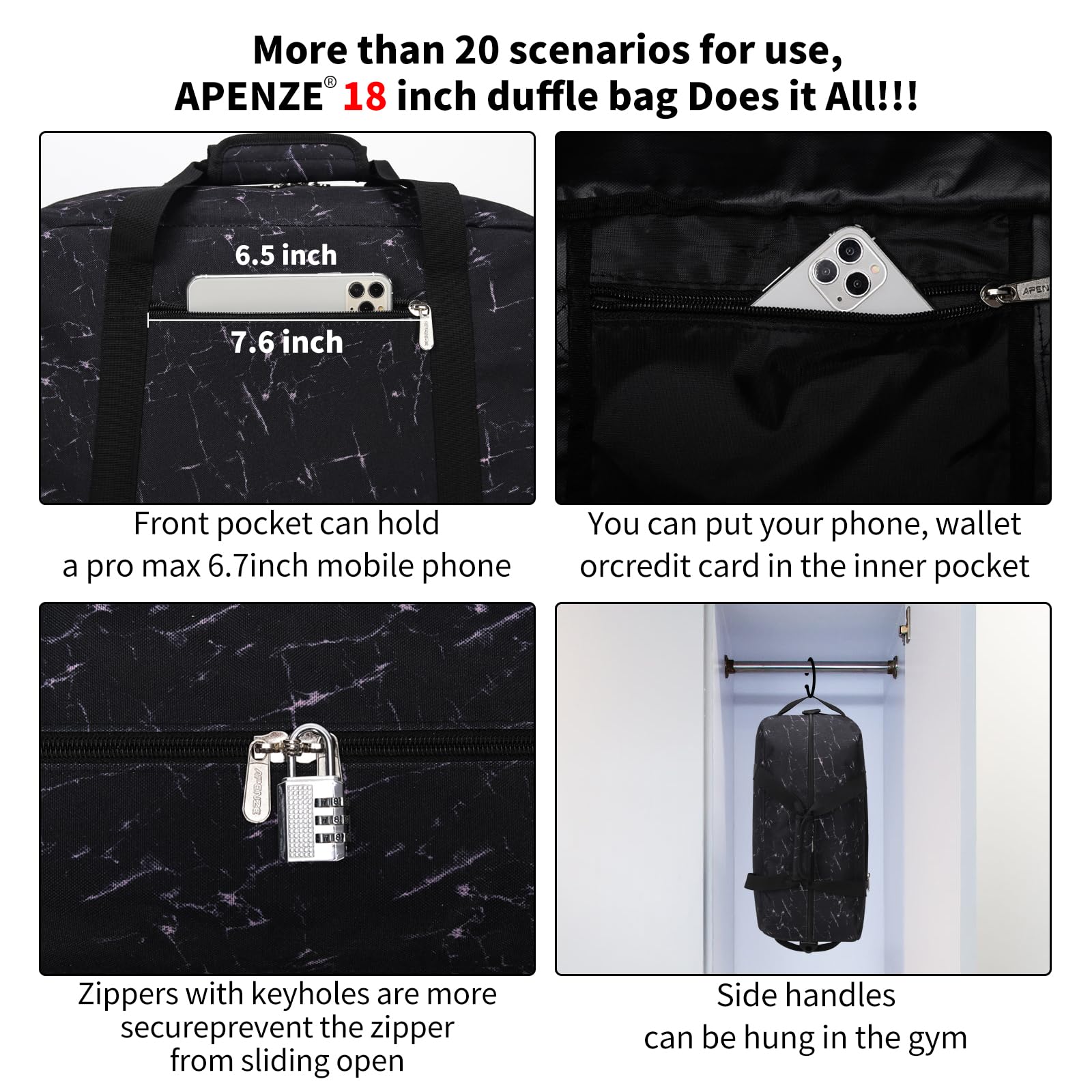 Apenze Small Gym Bag Carry On Bag - 12 in Mini Duffle Bag Lightweight for Overnight Travel(Camouflage)