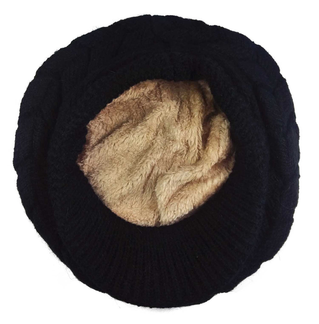 Women Winter Warm Knit Hat Wool Snow Ski Caps with Visor