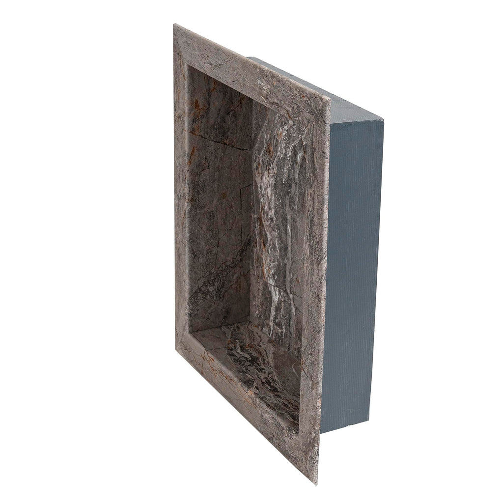 Palisade 17.5 in x 15.5 in Vinyl Shower Niche Ashen Slate | Waterproof Shower Insert