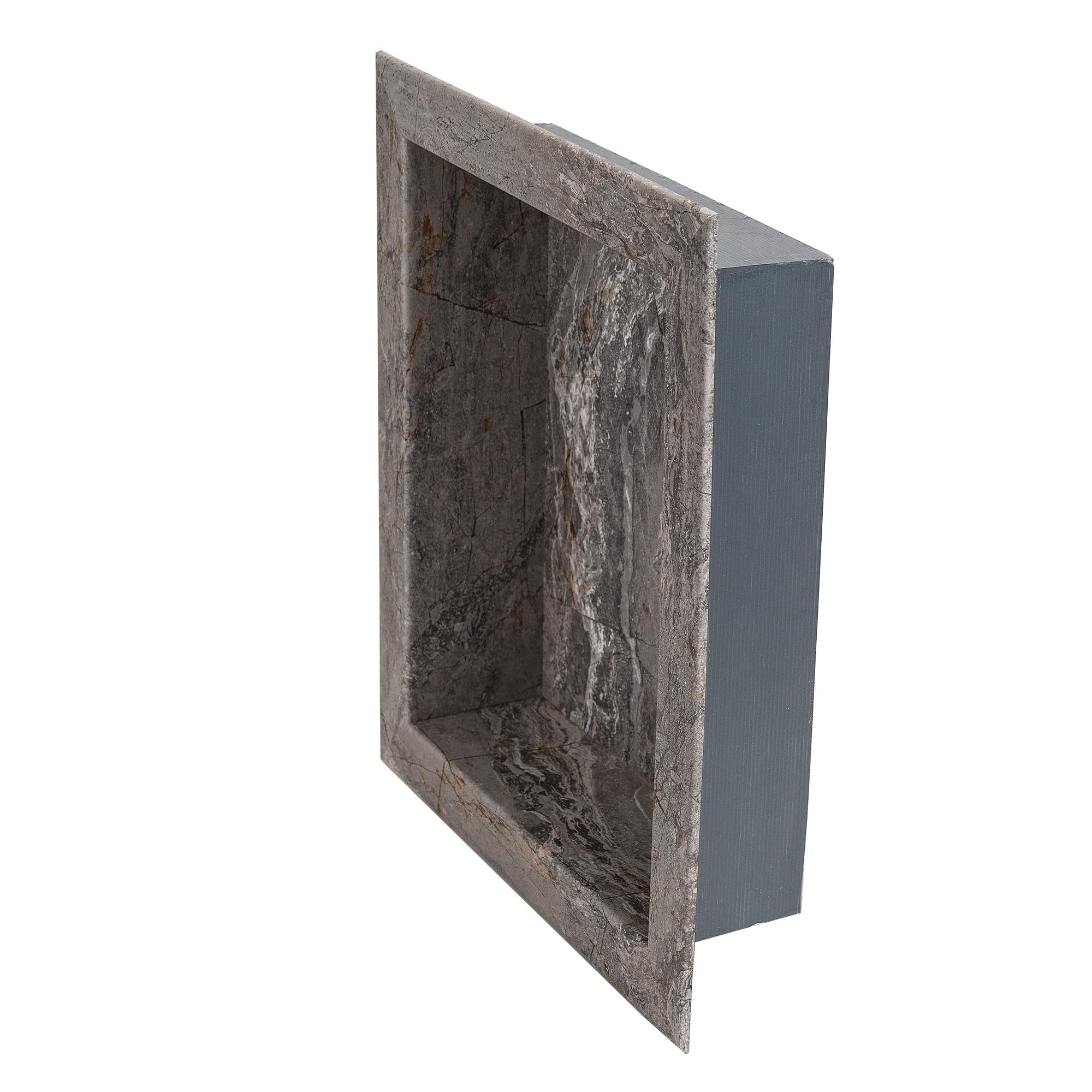 Palisade 17.5 in x 15.5 in Vinyl Shower Niche Ashen Slate | Waterproof Shower Insert