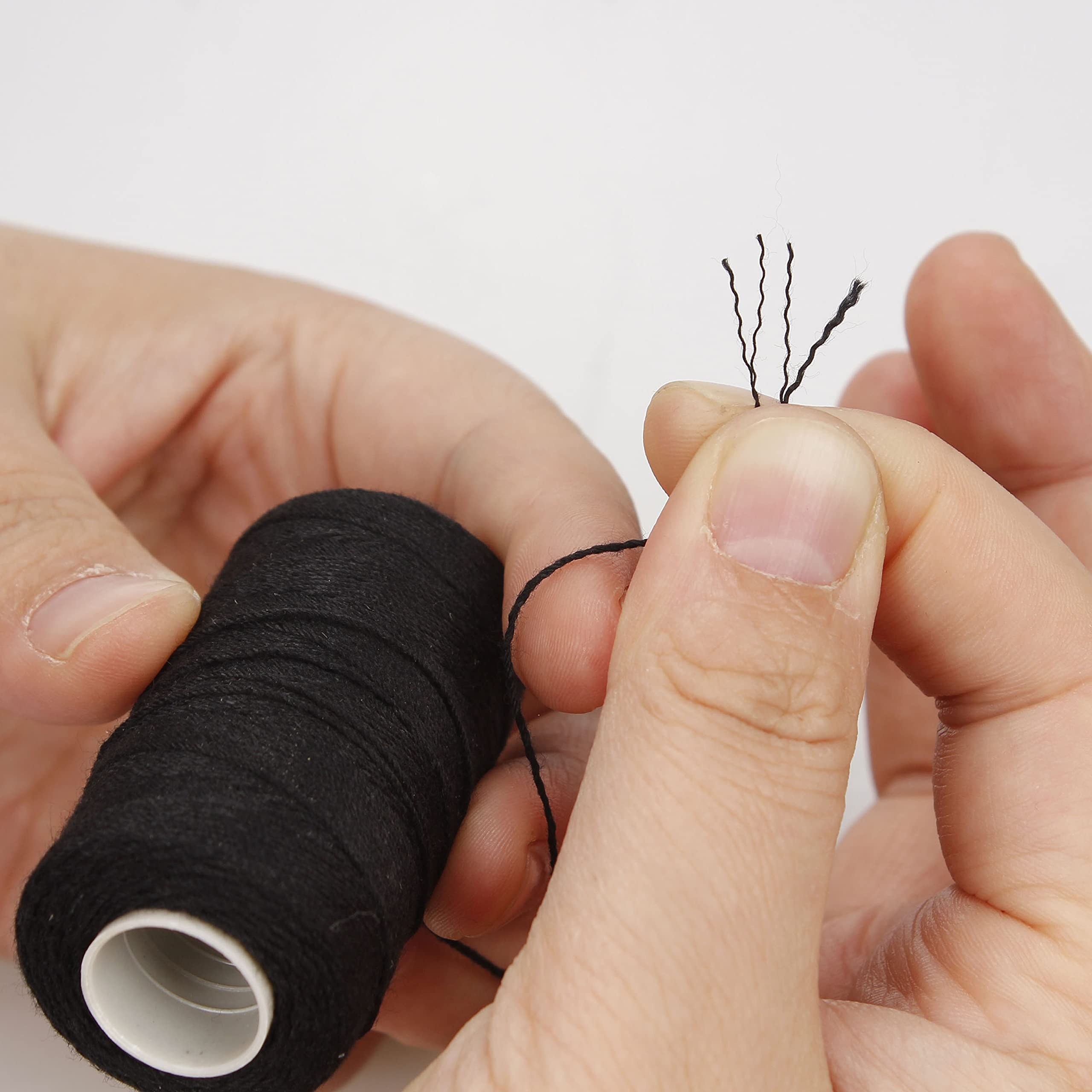 Lusecarl Polyester Thread 110 Yards Each Spool for Hair Extensions 3 Rolls Hair Weave Sewing Threads for Hand Sewing, Hair Extensions, Making Wigs DIY (3 Thread, Black)