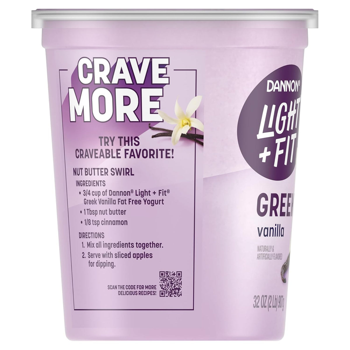 Light + Fit Vanilla Fat Free Greek Yogurt, 32 oz Tub