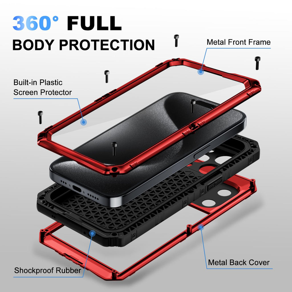 Beasyjoy for iPhone SE 2022/2020/ 8/7 Metal Case, Waterproof Heavy Duty Case with Screen Protector, Full Body Protection Military Grade Shockproof Defender Durable Sturdy Rugged Aluminum Cover, Black
