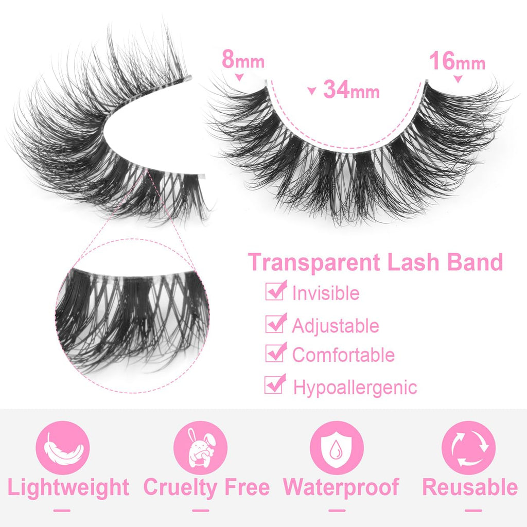 False Lashes Natural Look Wispy Eyelashes Manga Korean Spiky 16mm Short Faux Mink Eyelashes Cat Eye Natural Fake Eyelashes Strip Lashes Pack 14 Pairs
