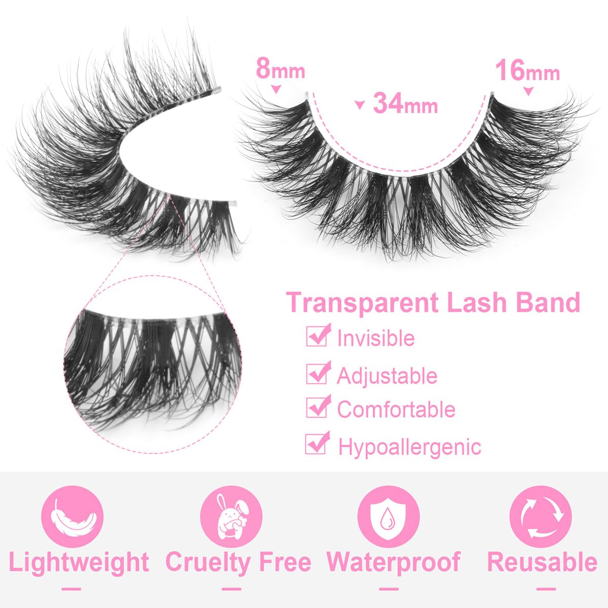 False Lashes Natural Look Wispy Eyelashes Manga Korean Spiky 16mm Short Faux Mink Eyelashes Cat Eye Natural Fake Eyelashes Strip Lashes Pack 14 Pairs