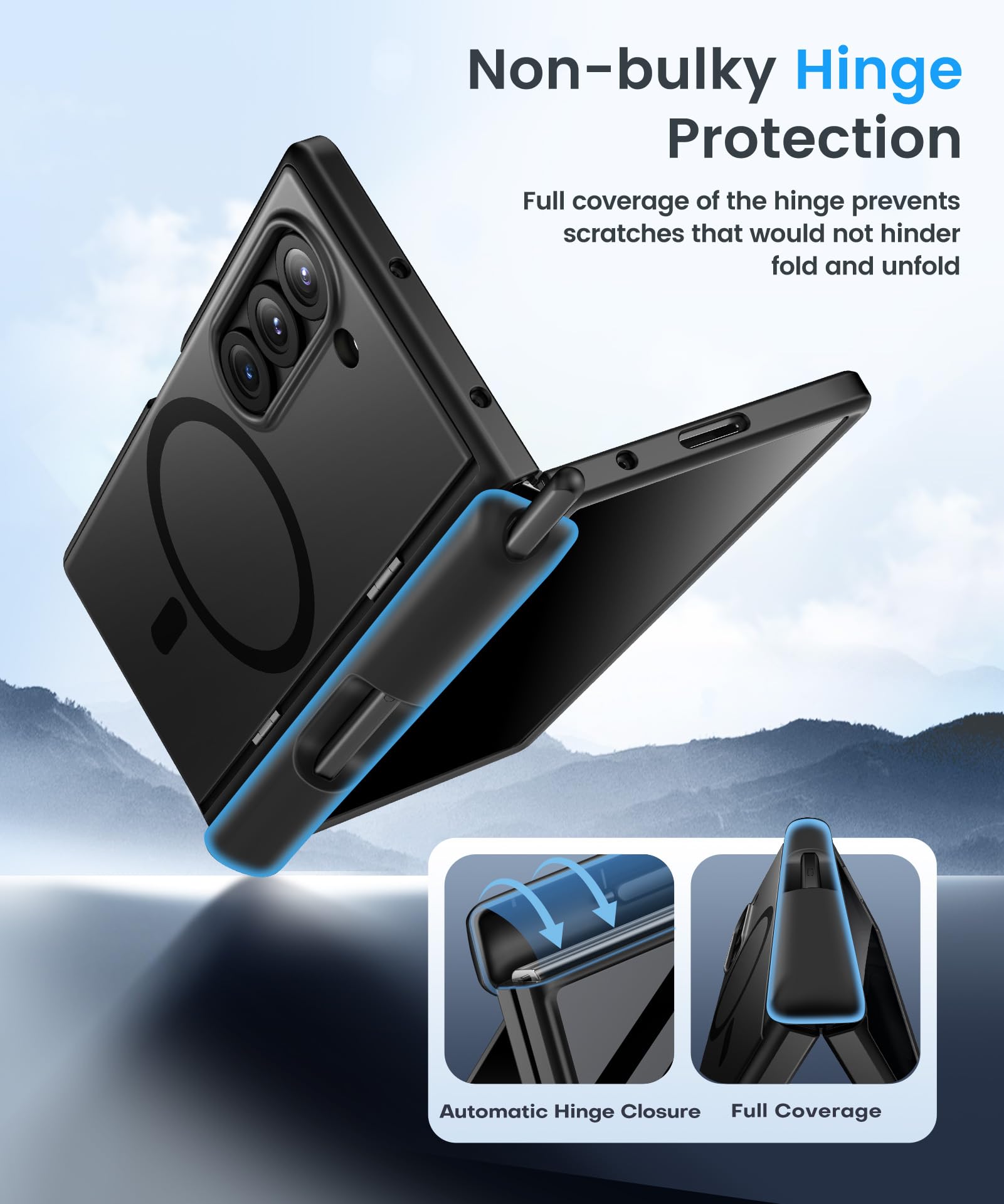 BERFY for Z Fold 6 Case with Screen Protector, [Compatible with MagSafe] Built-in Kickstand & S Pen Slot & Hinge Protection, Full Body Shockproof Phone Case for Samsung Galaxy Z Fold 6, Blue