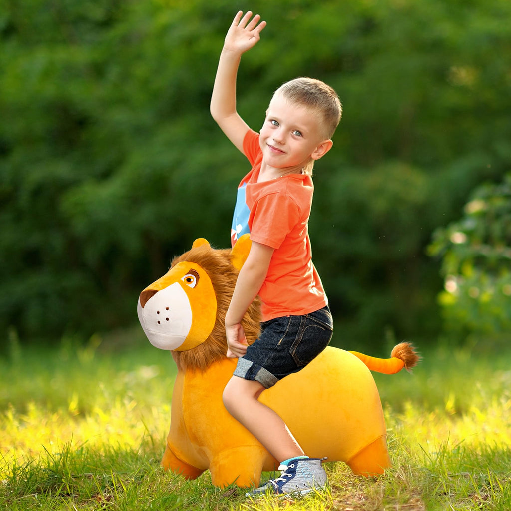 Kids Dinosaur Bouncy Animal Toys, Inflatable Triceratops Bouncer, Ride on Bounce Hopper, Indoor Outdoor Activity Birthday Gift for 18 Months 2 3 4 Years Old Boys