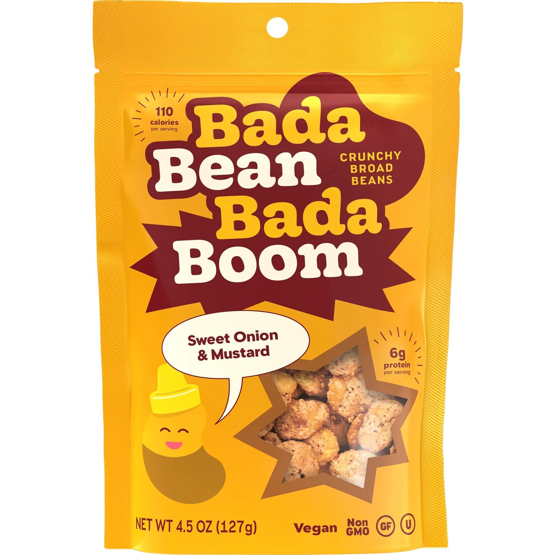 Bada Bean Bada Boom, Crunchy Roasted Broad Bean Snacks (Fava), High Protein, Vegan, Gluten-free - 110 Calorie Packs, Buffalo Wing, 4.5 Ounce (Pack of 6)