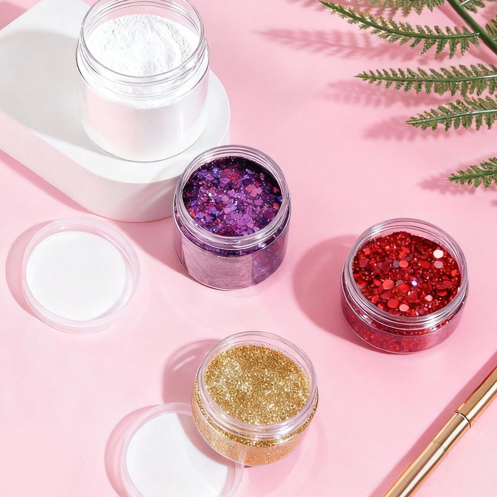 Eternal Moment 36 Pack 1 OZ Plastic Jars Round Clear Cosmetic Container Jars with Lids, Perfect for Lotion, Cream, Ointments, Makeup, Eye Shadow, Rhinestone, Samples, Pot, Travel Storage