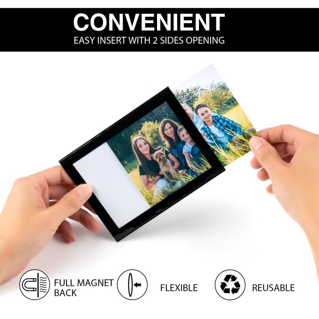 STTMGN Magnetic Picture Frames with Black Border(2.5"X3.5",12 Pack),Mini Wallet Size Magnet Photo Sleeves Pockets/Holder,Decorations for Home/Office/School/Classroom/Party