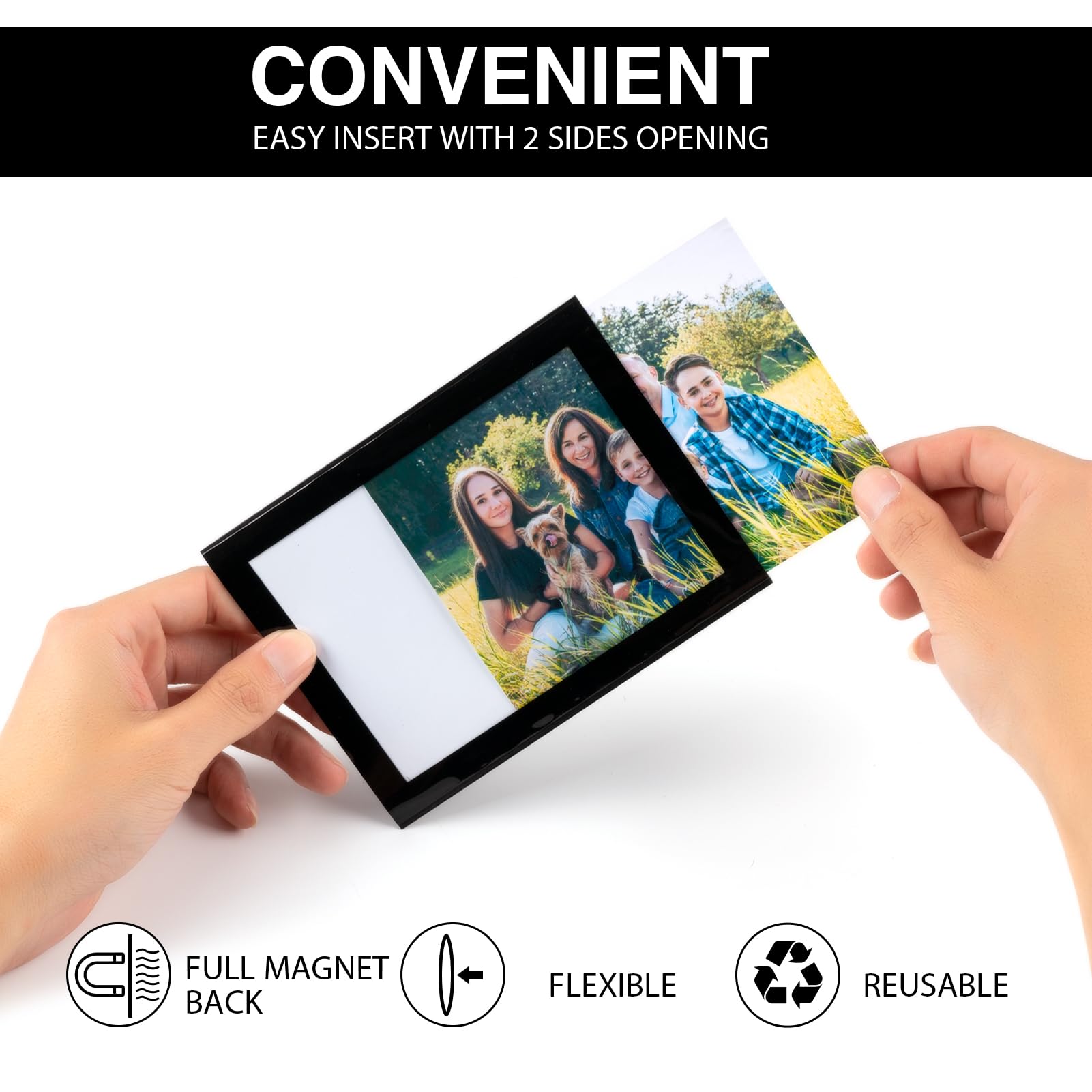 STTMGN Magnetic Picture Frames with Black Border(2.5"X3.5",12 Pack),Mini Wallet Size Magnet Photo Sleeves Pockets/Holder,Decorations for Home/Office/School/Classroom/Party