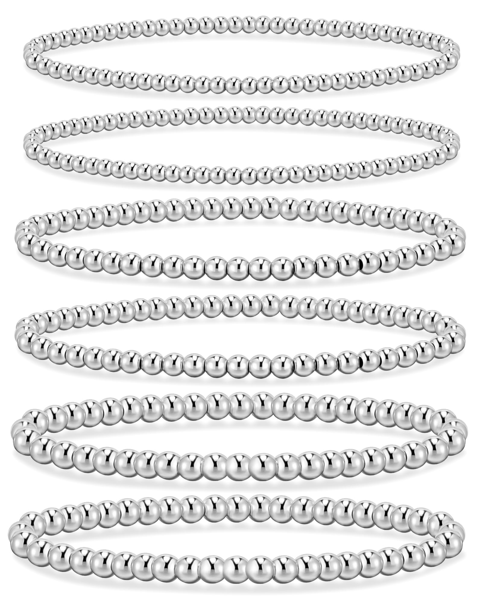adoyi Gold Bracelets for Women Waterproof, 14K Gold Plated Beaded Strand Bead Ball Bracelets stack Adjustable Jewelry Set for Gifts