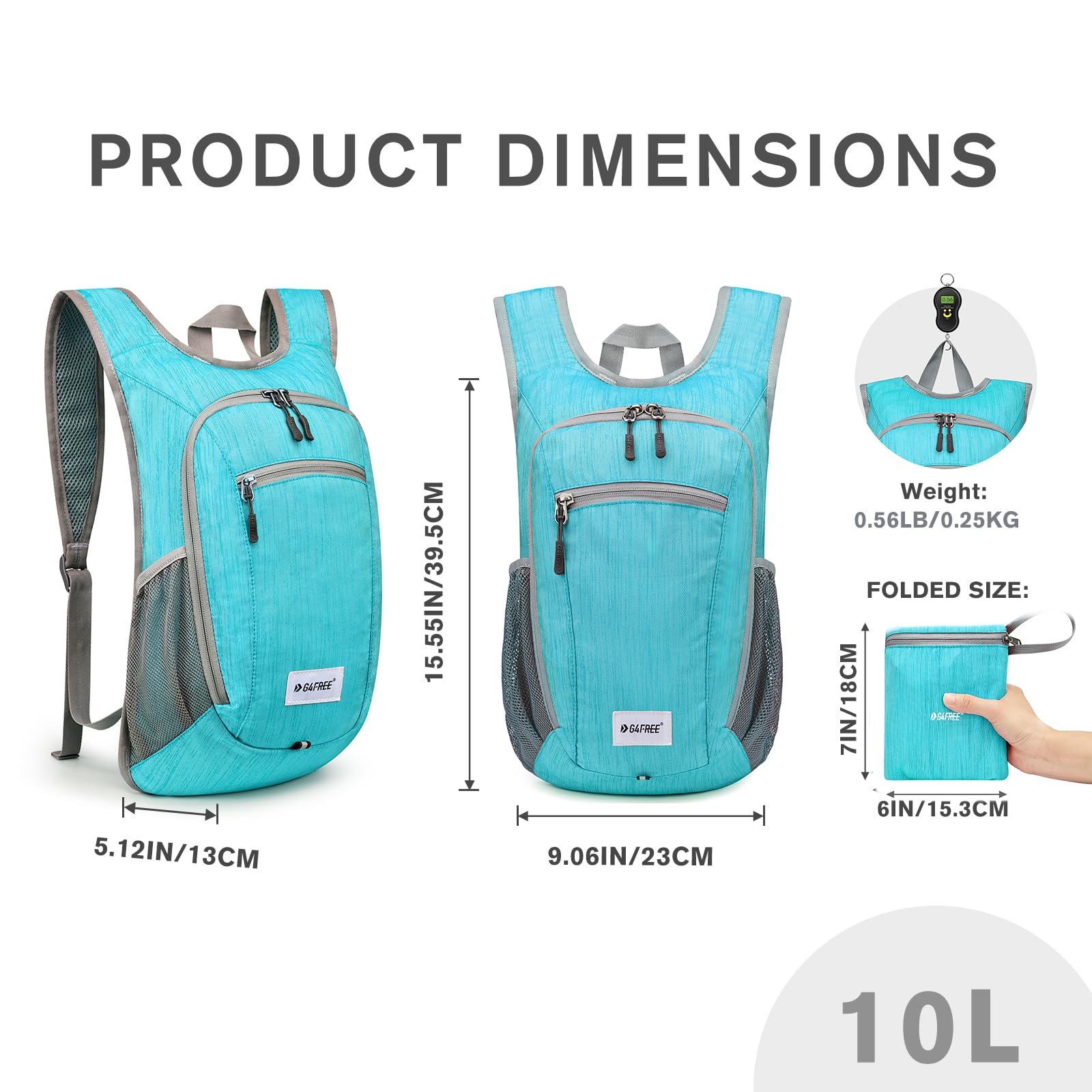 G4Free 10L/15L Hiking Backpack Lightweight Packable Hiking Daypack Small Travel Outdoor Foldable Shoulder Bag