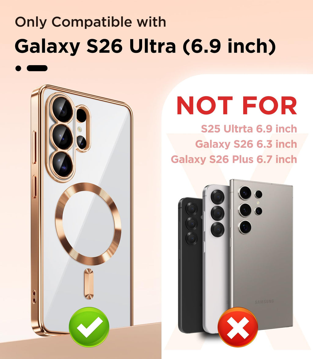 Magnetic Case Compatible with Samsung Galaxy S25 Ultra,Compatible with MagSafe,[Full Camera Protection][Screen Protector] Shockproof Plating Clear Phone Cover for Galaxy S25 Ultra(Black/Clear)